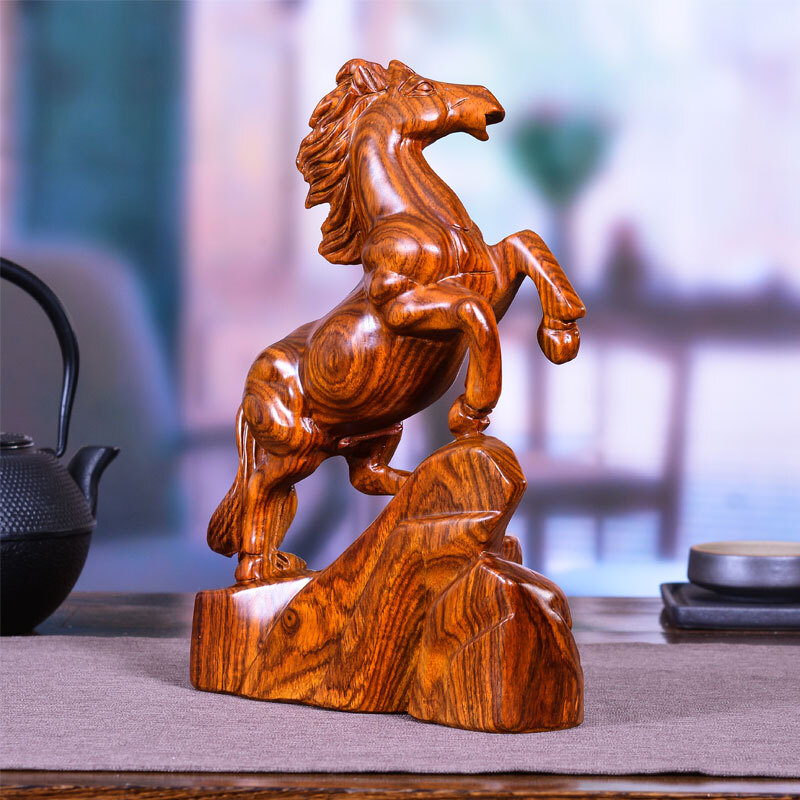 花梨木雕馬擺件 馬到成功的家居雅韻與商務(wù)禮贈(zèng)之選